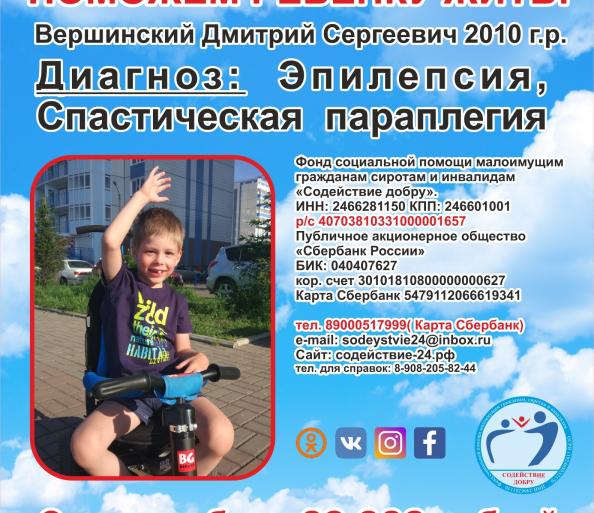 Вершинский Дмитрий СУММА К СБОРУ 60 000 руб
